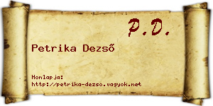 Petrika Dezső névjegykártya