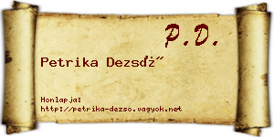 Petrika Dezső névjegykártya